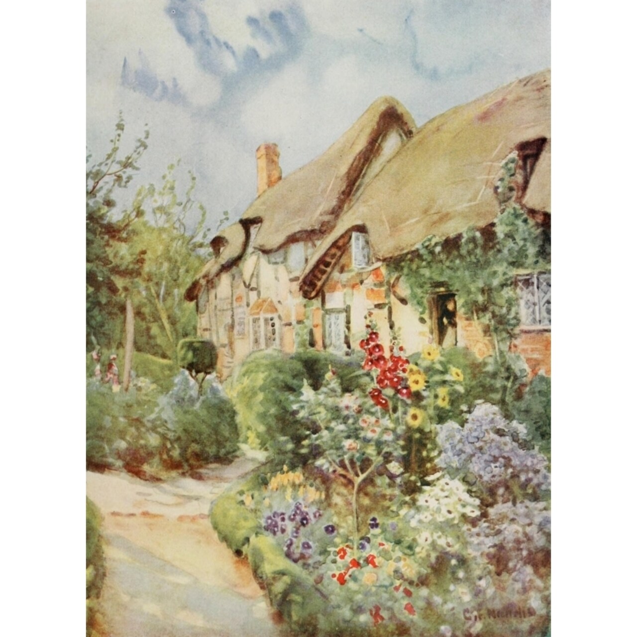 Britain Beautiful 1920 Anne Hathaways Cottage Shottery Poster Print By George F. Nicholls